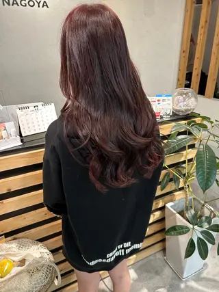 ミディアム カラー ウルフカット レイヤーカット上柿のヘアスタイル