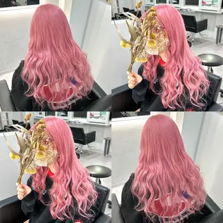 セミロング カラー ブリーチ&エクステ 🥀ケアカラー特化のヘアスタイル