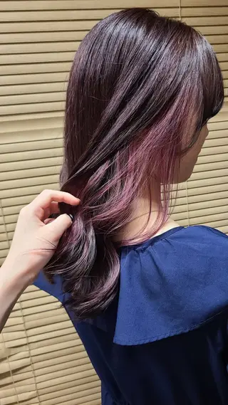 ミディアム カラー 透明感|ストレート| クロスパーマ|はるかのヘアスタイル