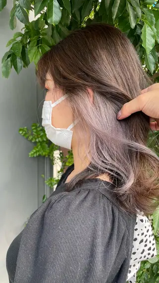 セミロング ブリーチ毛矯正.髪質 改善.髪にドラマをのヘアスタイル