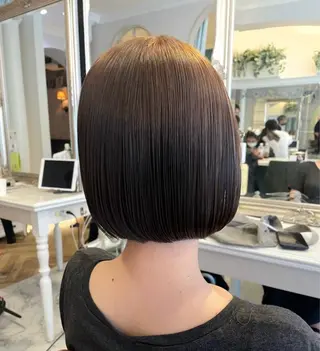 ショート カラー レイヤーボブ縮毛矯正 韓国RINAのヘアスタイル