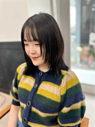 ミディアム カラー パーマ ヘアアレンジ メンズ キッズ レイヤーカット 🌿透け感カラーのヘアスタイル