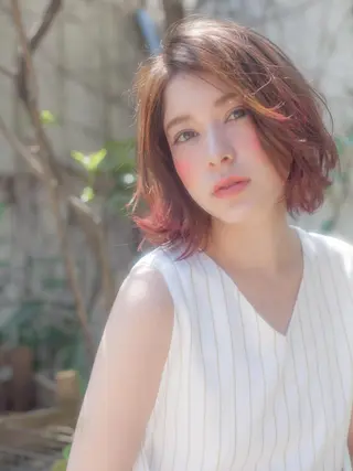 ミディアム カラー パーマ ヘアアレンジ メンズ キッズ ネイル マツエク・マツパ premier modelsのヘアスタイル