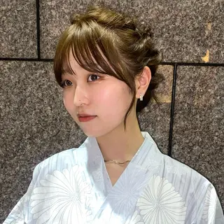 ミディアム カラー パーマ ヘアアレンジ 小野寺瑞希 /最小顔カットのヘアスタイル