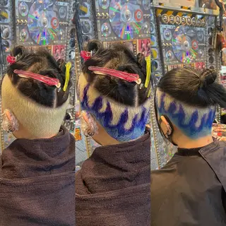 ショート カラー ヘアアレンジ メンズ 🌈派手髪エクステ ブレイズ🌈ひろとのヘアスタイル