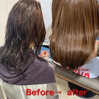セミロング 饒平名 知也のヘアスタイル
