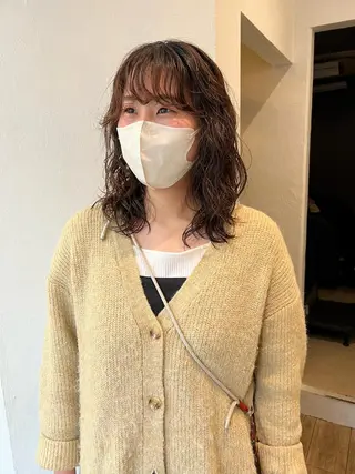 ミディアム パーマ ショート& パーマ　坂本のヘアスタイル