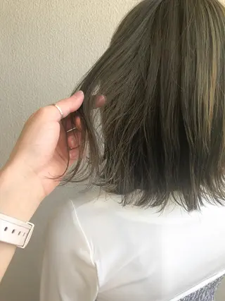 ミディアム 森本裕/オーナー/ ハイトーン/パーマのヘアスタイル