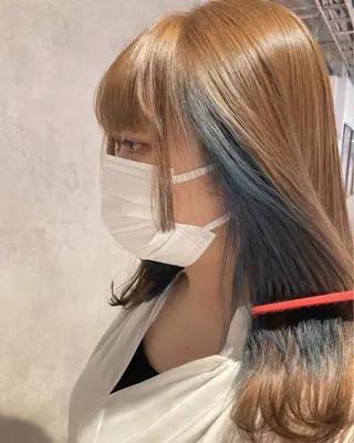 ミディアム カラー スキバサミを使わない カット🌼唯🌼のヘアスタイル