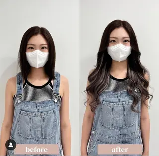 セミロング カラーとエクステ 🌟エクステのヘアスタイル