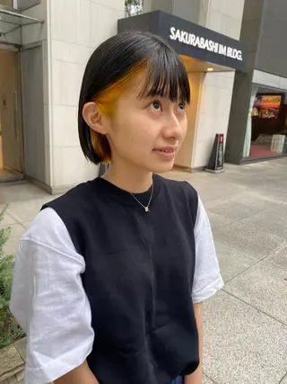 ショート デザインカラー/ボブ ブリーチカラー/ユリのヘアスタイル