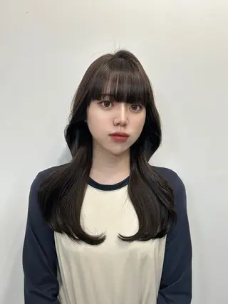 セミロング カラー 心斎橋l大人韓国ヘア レイヤー×艶カラーのヘアスタイル