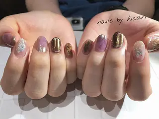 ショート カラー ネイル マツエク・マツパ illum hicariのネイルデザイン