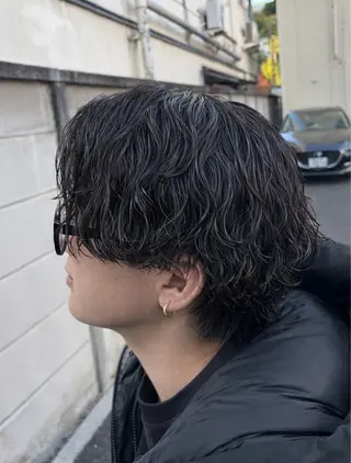 ミディアム パーマ メンズ 🌴パーマオタク🌴 長谷川　諒佑🌈のヘアスタイル