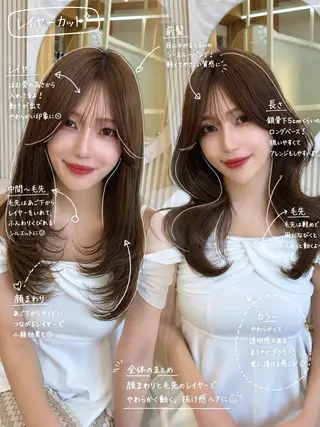 セミロング レイヤー/顔周り /韓国ヘア/TAKUのヘアスタイル