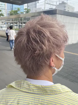 ショート メンズ カラー メンズパーマ/ メンズカット/タクヤのヘアスタイル