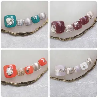 ショート カラー ネイル 赤羽 aura 深爪を断らない✨のネイルデザイン