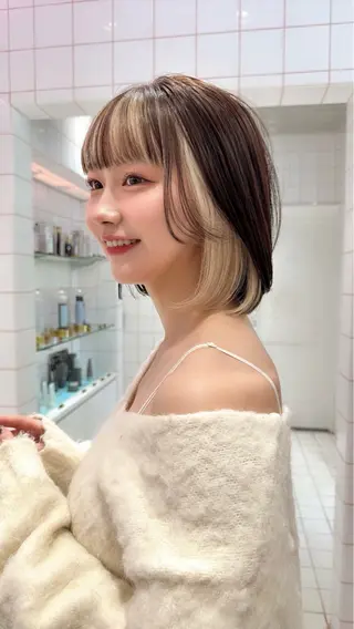 ミディアム カラー 🍀小川大輔🍀 ボブ/ブリーチ🥇のヘアスタイル