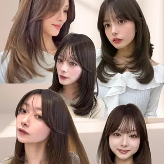セミロング カラー 似合わせレイヤー/ 透明感カラーのヘアスタイル