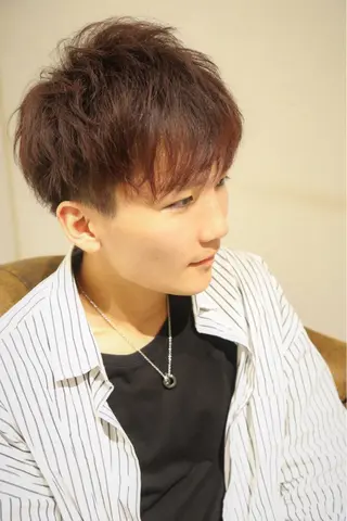 ミディアム カラー メンズ 田中 識啓のヘアスタイル