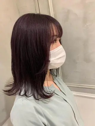 セミロング オリーブ カラー✨有坂映哉のヘアスタイル