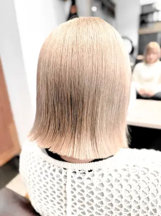 ミディアム カラー ブリーチカラー🔥 パーマ【佐々木凌平】のヘアスタイル