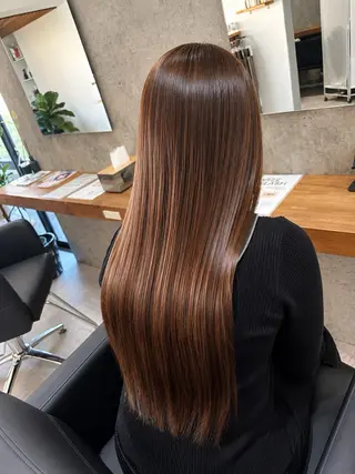 ロング カラー ヘアアレンジ vizz by el yts 北谷エクステのヘアスタイル