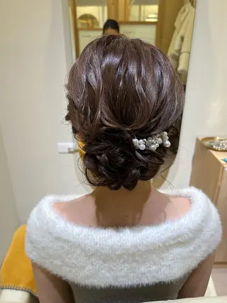 ミディアム ヘアアレンジ ボウ🪞ヘアセット /メイク/マツパのマツエク・マツパデザイン