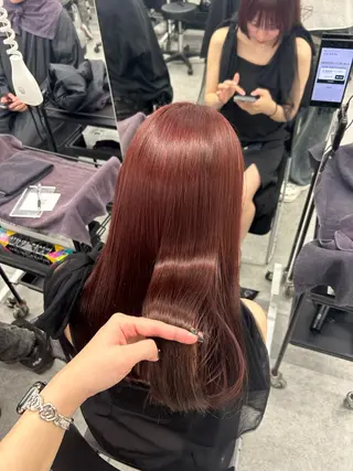 セミロング カラー ヘアアレンジ 🎀RIN🎀 縮毛矯正🩶暗髪のヘアスタイル
