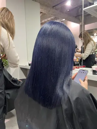 セミロング カラー ハイトーン&髪質改善 &韓国エクステ🤎のヘアスタイル