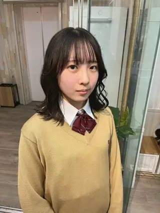 ミディアム カラー パーマ ヘアアレンジ 二ヶ月綺麗なデザイン カット/星野六三四のヘアスタイル