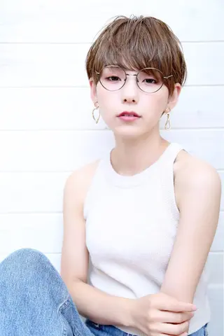 ショート カラー パーマ ヘアアレンジ トップスタイリスト 💙藤原 純のヘアスタイル