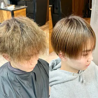 ショート カラー パーマ メンズ ショートボブ髪質改善 縮毛矯正のプロ山道潤のヘアスタイル