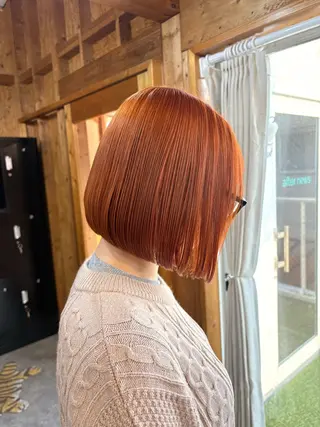 カラー まろみ暖色×ボブ ×chia🕯のヘアスタイル