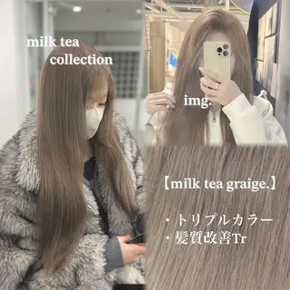 ロング カラー NAMI🤎ブラウン &ミルクティー🤍のヘアスタイル