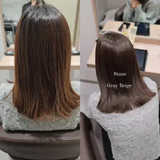ミディアム カラー 縮毛矯正をしている人 のためのカラーのヘアスタイル