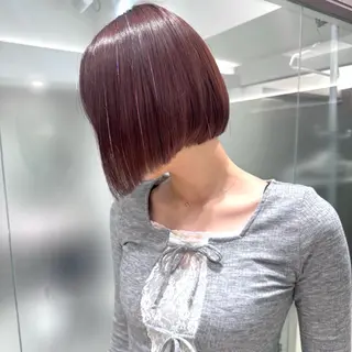 ショート カラー 癖毛救済✂️ボブ /髪質改善ストレートのヘアスタイル
