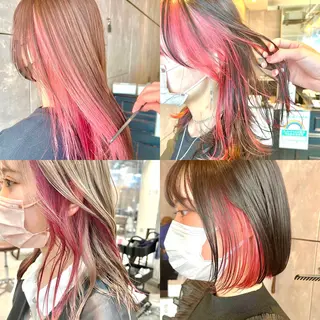セミロング カラー ヘアアレンジ 🌈インナーカラー ‘ショウマ’🌈のヘアスタイル