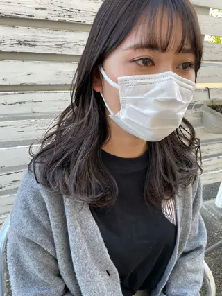 セミロング カラー コレットヘアー 田中アヤノのヘアスタイル