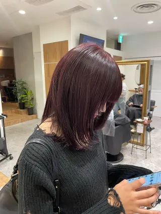 カラー 矯正パーマ、ベージュ ボブカット🫧のヘアスタイル