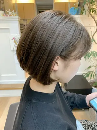 ショート カラー パーマ ヘアアレンジ トップスタイリスト 💙藤原 純のヘアスタイル