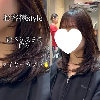 セミロング 縮毛矯正・似合わせ タナカ レイヤのヘアスタイル