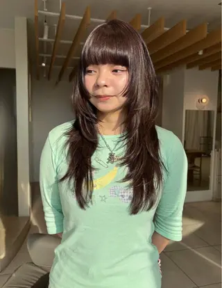 ロング カラー 似合わせカットカラー りおなのヘアスタイル