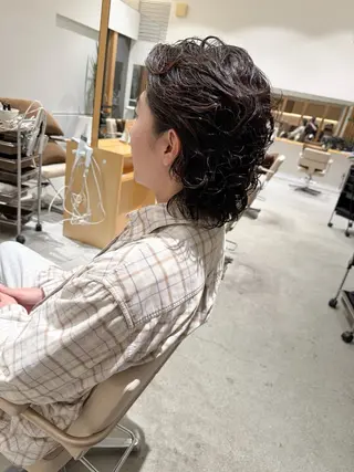 ミディアム パーマ メンズ 服部 雄輝のヘアスタイル