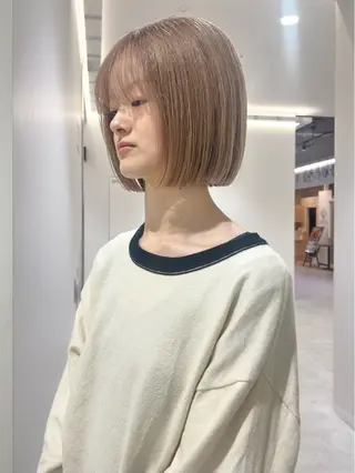 ショート カラー 👔ボブ﹨髪質改善 ストレート🩳ももかのヘアスタイル