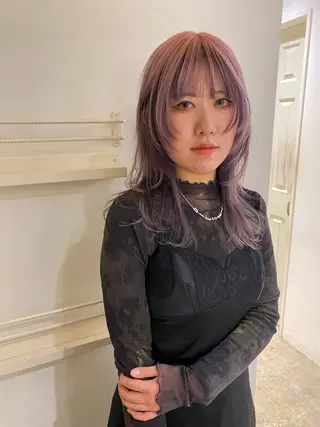 セミロング カラー ✨️艶ハイトーン特化 ✨️佐藤望のヘアスタイル