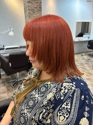 ミディアム カラー ヘアカラー&縮毛矯正 STAR☆RIVERのヘアスタイル