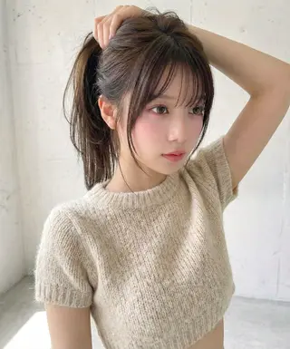 ミディアム レイヤー/顔周り カット/松岡 祥利のヘアスタイル