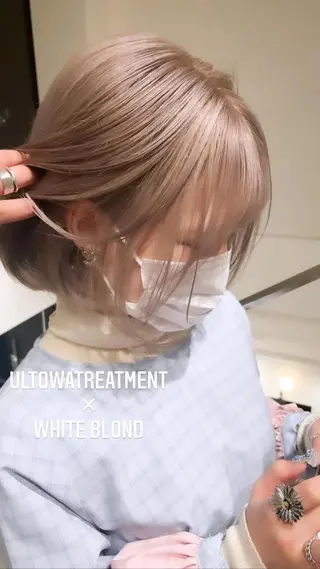 ショート カラー ヘアアレンジ アイブロウ ミニボブ/ブリーチ 🌈MISATOのヘアスタイル