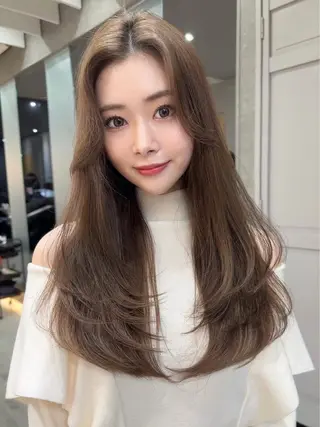 ロング カラー 興津/韓国レイヤー ダブルカラー美髪縮毛のヘアスタイル